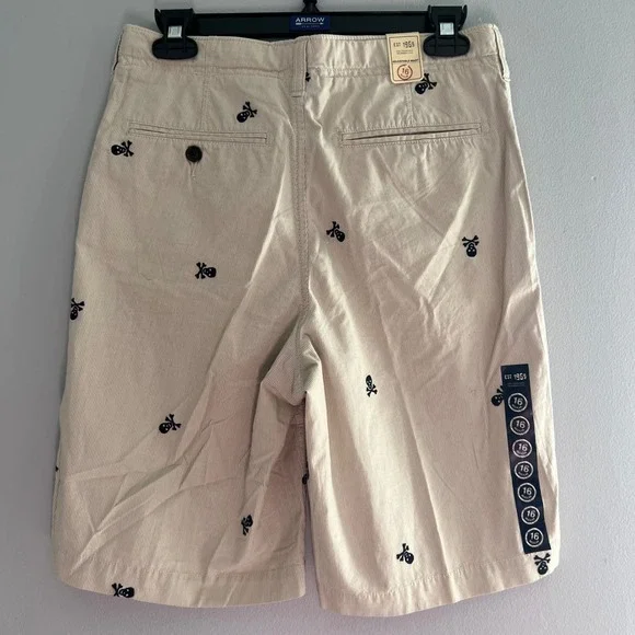 GapKids Boys Casual Shorts Size 18 Regular‎ Beige Skull Adjustable Waist - Picture 2 of 8